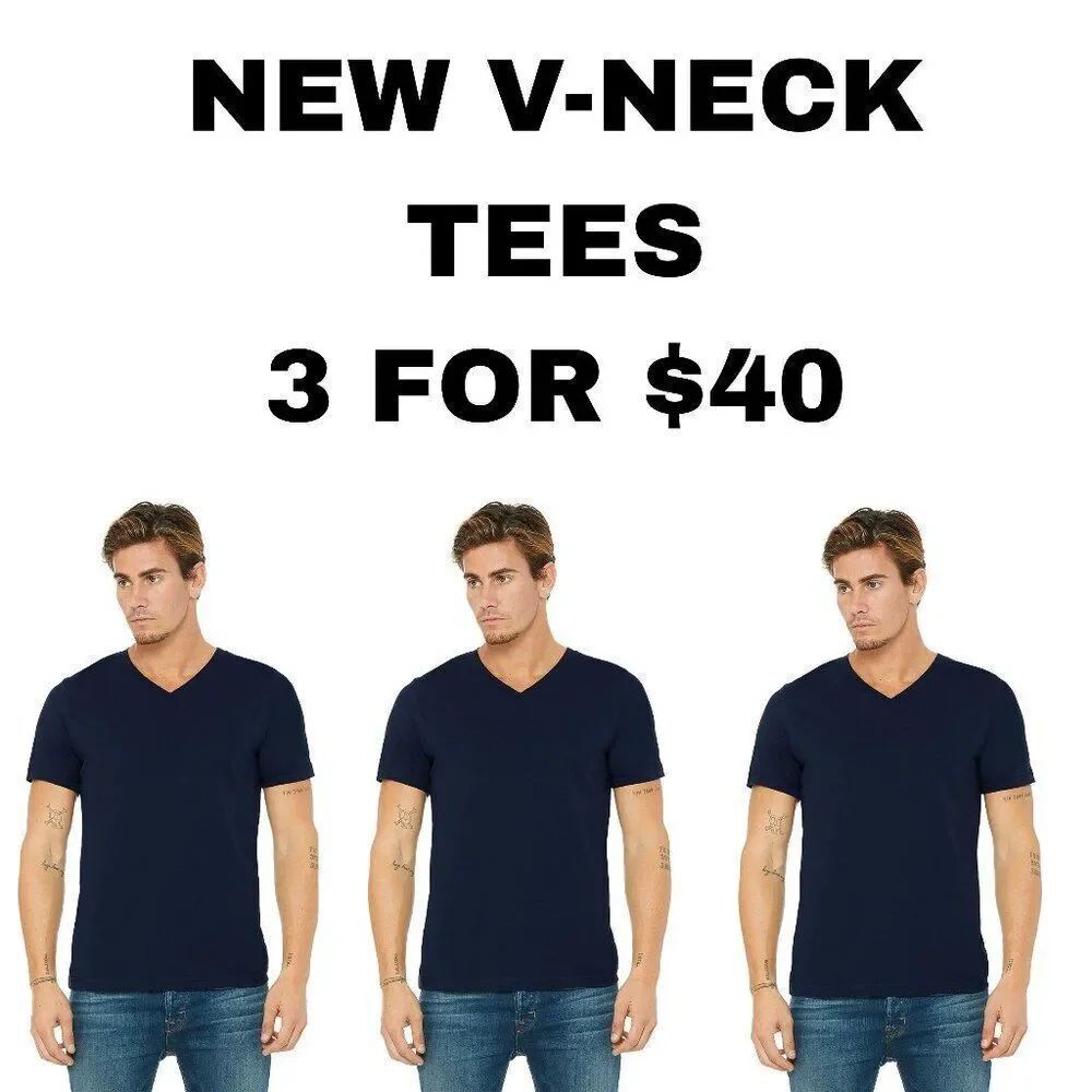 NEW 3 pack unisex/ men women shirt v neck short sleeve 3 shirts great de…